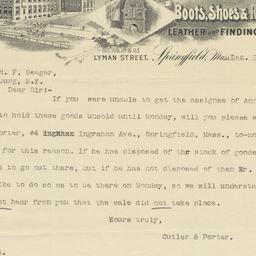 Cutler & Porter. Letter