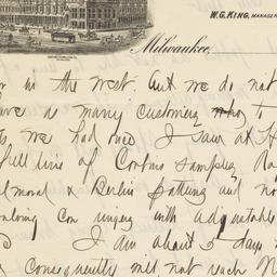 Plankinton House. Letter