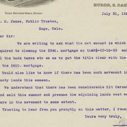 E. I. Bowe. Letter