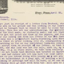 Troy Roller Mills. Letter