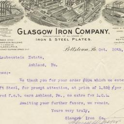 Glasgow Iron Company. Letter