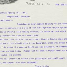 W. & H. Walker. Letter