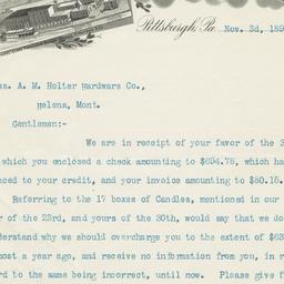 W. & H. Walker. Letter