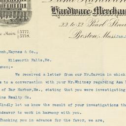 Dana Hardware Co.. Letter