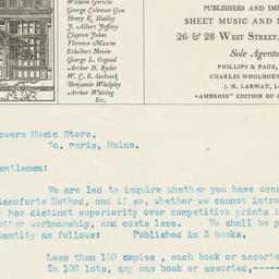 Boston Music Company. Letter