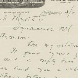 New English Hotel. Letter