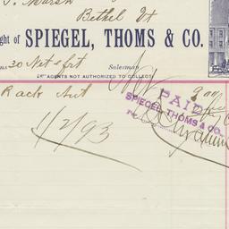 Spiegel, Thoms & Co.. Bill