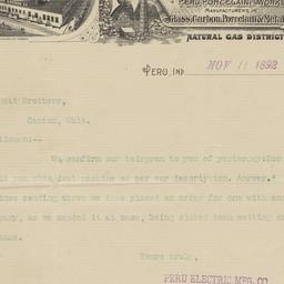 Peru Electric Mfg. Co.. Letter