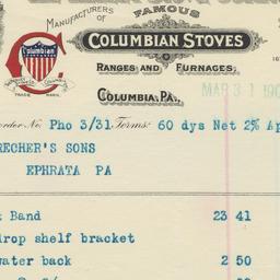 Keeley Stove Company. Bill