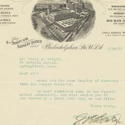 Pecora Paint Company. Letter