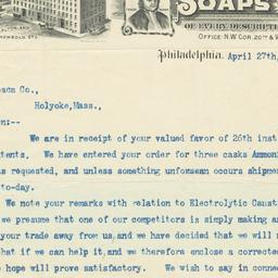 J. Eavenson & Sons. Letter
