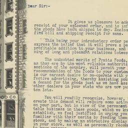 Pratt Food Company. Letter