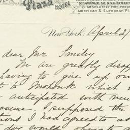 Plaza Hotel. Letter