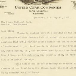 United Cork Companies. Letter