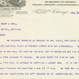 Fraser & Chalmers. Letter