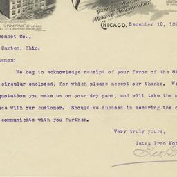 Gates Iron Works. Letter
