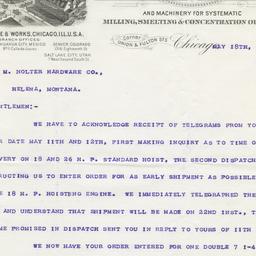 Fraser & Chalmers. Letter