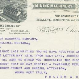 Fraser & Chalmers. Letter