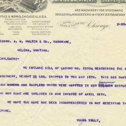 Fraser & Chalmers. Letter