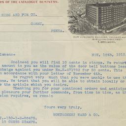 Montgomery Ward. Letter