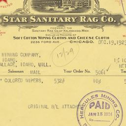 Star Sanitary Rag Co.. Bill