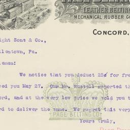 Page Belting Company. Letter