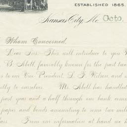 Bank of Commerce. Letter