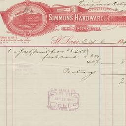 Simmons Hardware Company. Bill