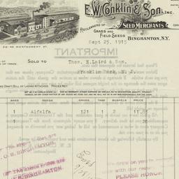 E. W. Conklin & Son. Bill