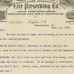 Erie Preserving Co.. Letter