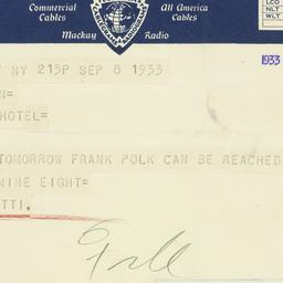 Telegram: 1933 September 8