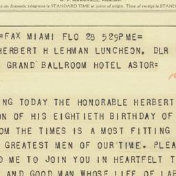 Telegram: 1958 March 28