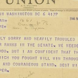 Telegram: 1946 November 6