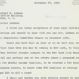 Letter: 1950 November 27