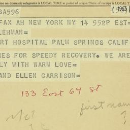 Telegram: 1963 February 14