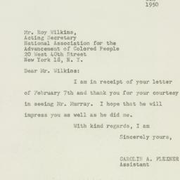 Letter: 1950 February 8
