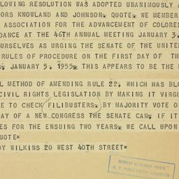 Telegram: 1955 January 4