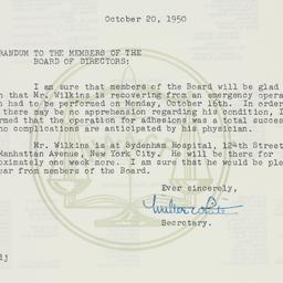 Letter: 1950 October 20