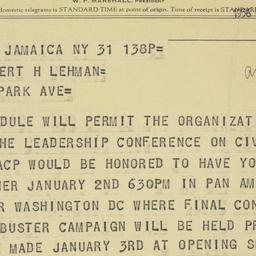 Telegram: 1956 December 31