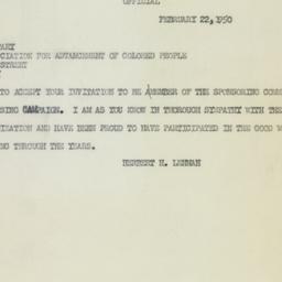 Letter: 1950 February 22