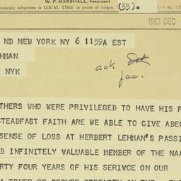 Telegram: 1963 December 6