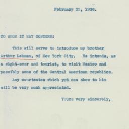 Letter: 1936 February 22