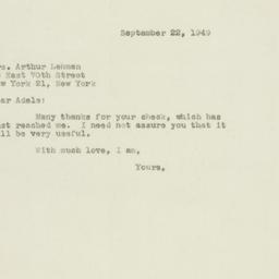 Letter: 1949 September 22