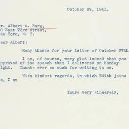 Letter: 1941 October 29