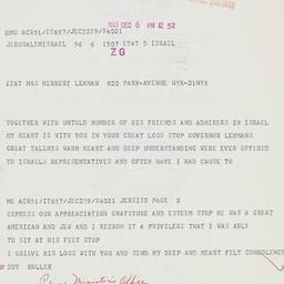 Telegram: 1963 December 6