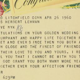 Telegram: 1960 April 26