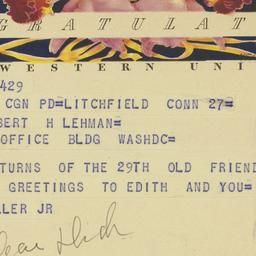 Telegram: 1956 March 27