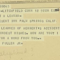 Telegram: 1963 February 12