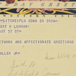 Telegram: 1953 March 28