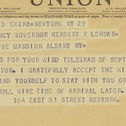 Telegram: 1942 September 30